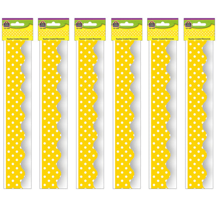 Yellow Mini Polka Dots Border Trim, 35 Feet Per Pack, 6 Packs