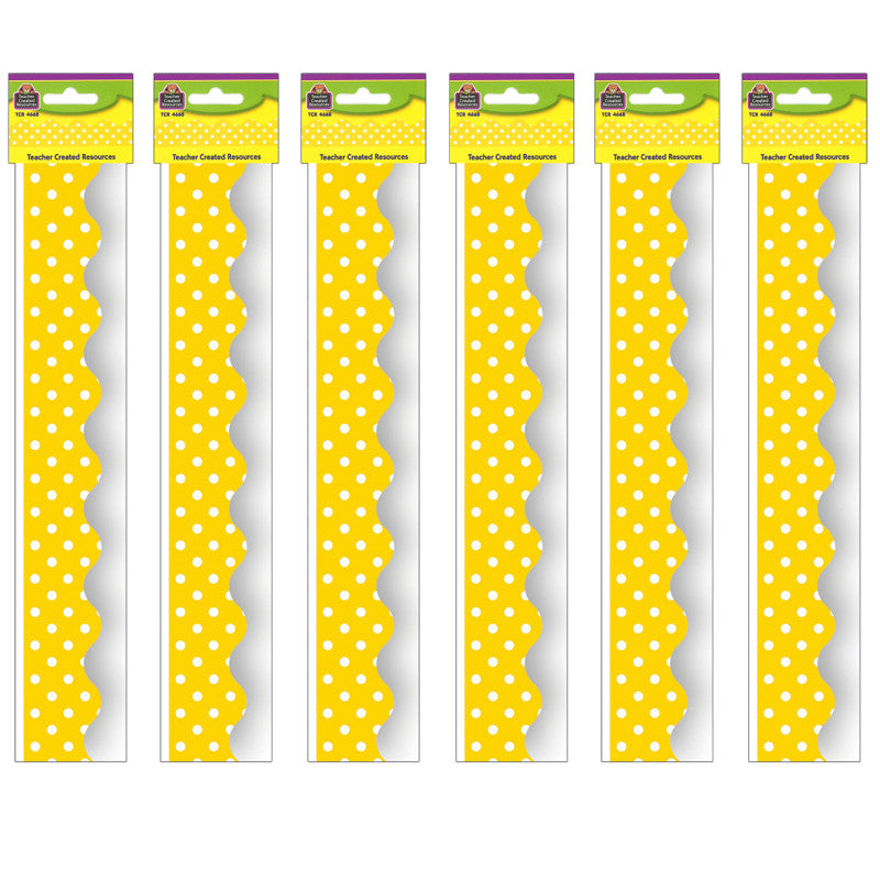 Yellow Mini Polka Dots Border Trim, 35 Feet Per Pack, 6 Packs