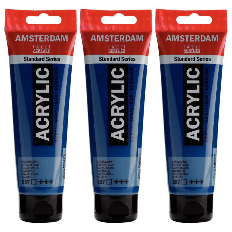 Standard Acrylic Paint, 120ml, Greenish Blue 557, Pack of 3