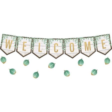 Eucalyptus Pennants Welcome Bulletin Board Set