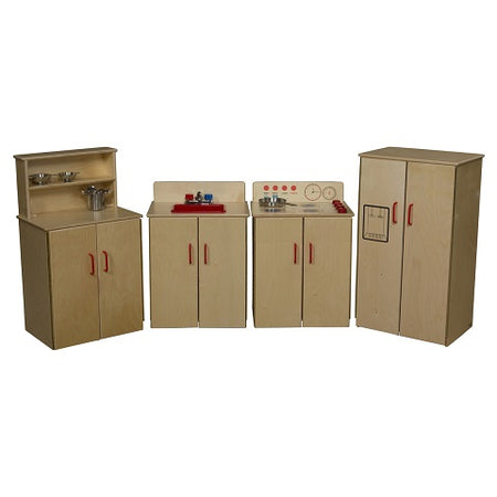 Wood Designs Children Play Wood Set of (4) Classic Appliances with Deluxe Hutch WD-10002