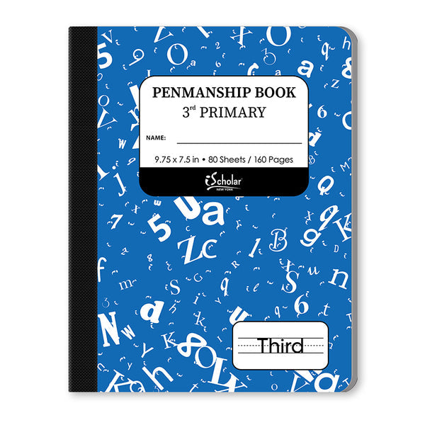 Penmanship Manucript Cursive Notebook Blue 3rd Grade 9.75 x 7.5in 80 Sheets (10030)