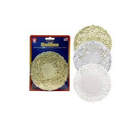Hygloss Assorted Round Doilies - 4" Gold, Silver & White, 100 ct.