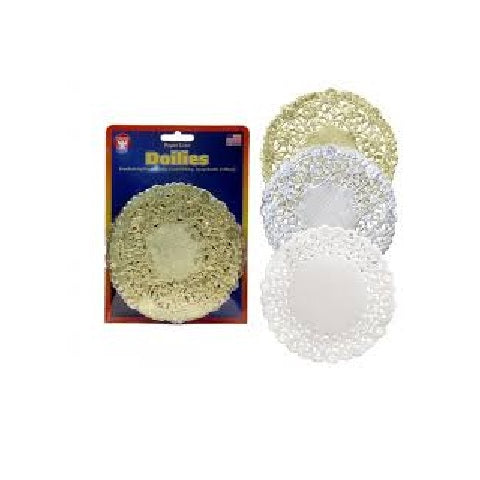 Hygloss Assorted Round Doilies - 4" Gold, Silver & White, 100 ct.