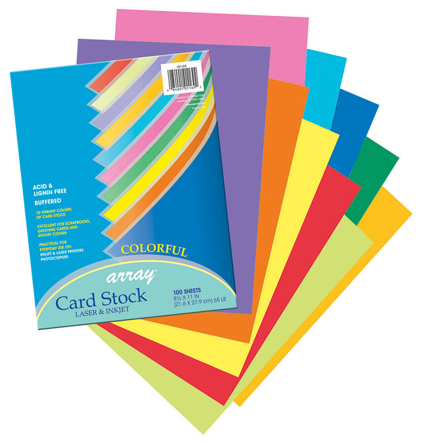 Array® Card Stock COLORFUL CARD STOCK 8-1/2" X 11" 10 COLORS 100 SHEETS, DIXP101169