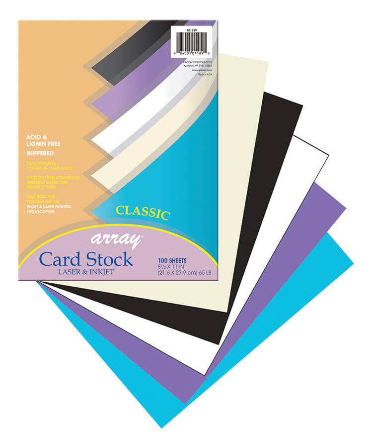 Array® Card Stock 8-1/2" X 11", CLASSIC CARD STOCK ASSORTMENT 8-1/2" X 11" 5 COLORS 100 SHEETS, DIXP101189