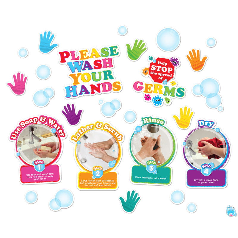 Healthy Bubbles&trade; Smart Poly&trade; Mini Bulletin Board Set Washing Your Hands Set, 36 Pieces