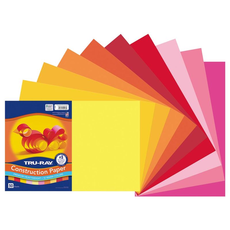 Pacon Tru-Ray Construction Paper 12" x 18" 50 Sheets Per Pack Warm Sssorted