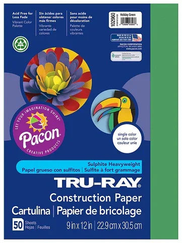 Pacon Tru-Ray Construction Paper 9" x 12" 50 Sheets Per Pack