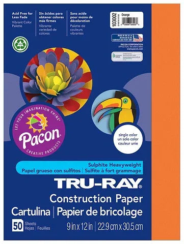 Pacon Tru-Ray Construction Paper 9" x 12" 50 Sheets Per Pack