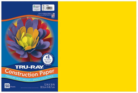 Pacon Tru-Ray Construction Paper 12" x 18" 50 Sheets Per Pack Yellow
