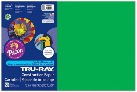 Pacon Tru-Ray Construction Paper 12" x 18" 50 Sheets Per Pack Festive Green