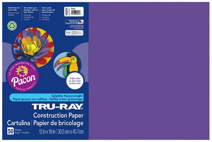 Pacon Tru-Ray Construction Paper 12" x 18" 50 Sheets Per Pack