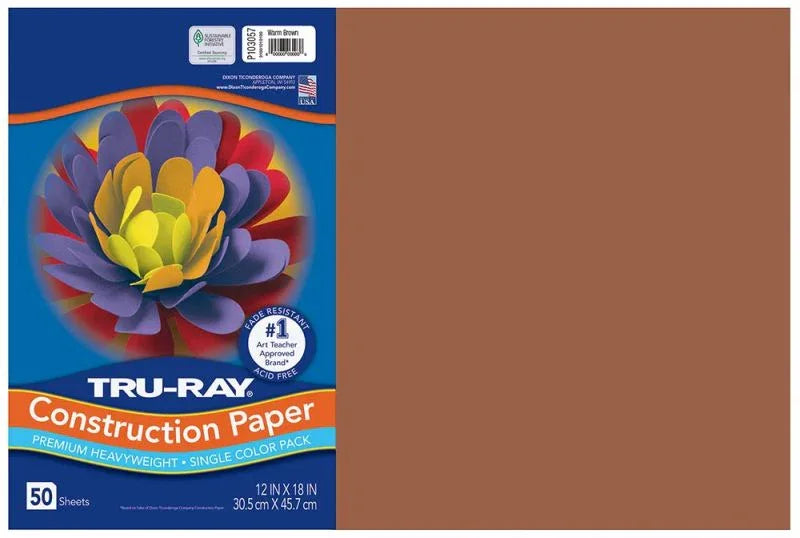 Pacon Tru-Ray Construction Paper 12" x 18" 50 Sheets Per Pack