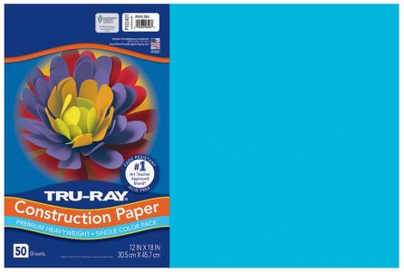 Pacon Tru-Ray Construction Paper 12" x 18" 50 Sheets Per Pack Atomic Blue