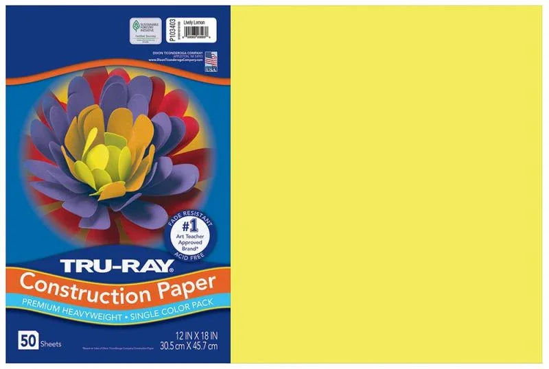 Pacon Tru-Ray Construction Paper 12" x 18" 50 Sheets Per Pack