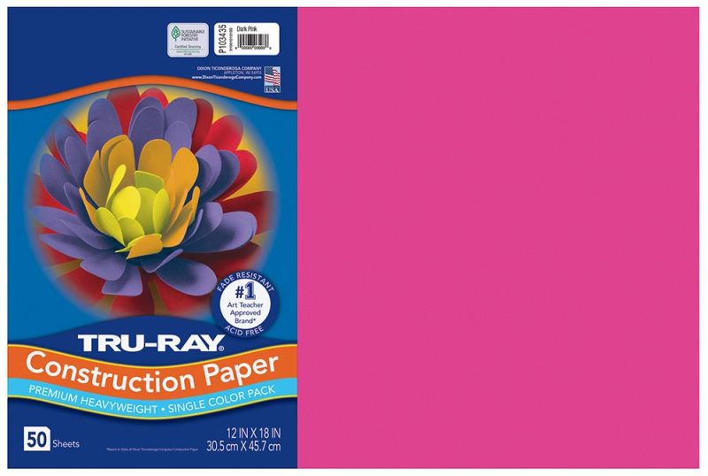 Pacon Tru-Ray Construction Paper 12" x 18" 50 Sheets Per Pack Dark Pink