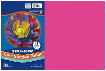 Pacon Tru-Ray Construction Paper 12" x 18" 50 Sheets Per Pack Dark Pink