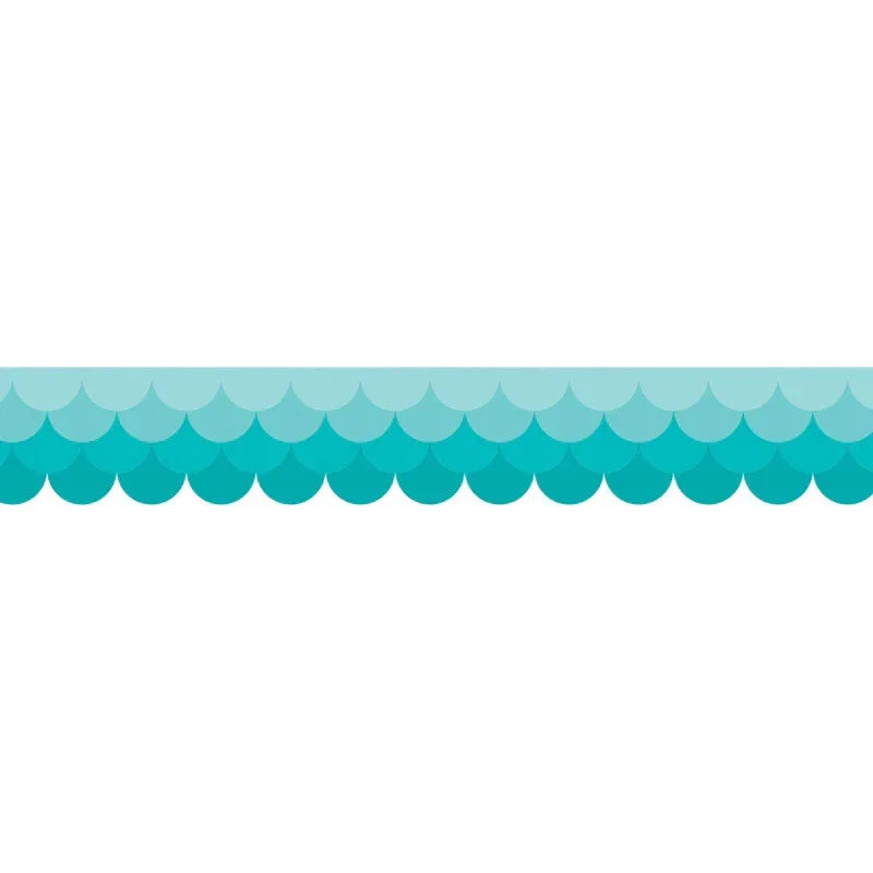 Painted Palette Ombre Turquoise Scallops EZ Border, 48 Feet