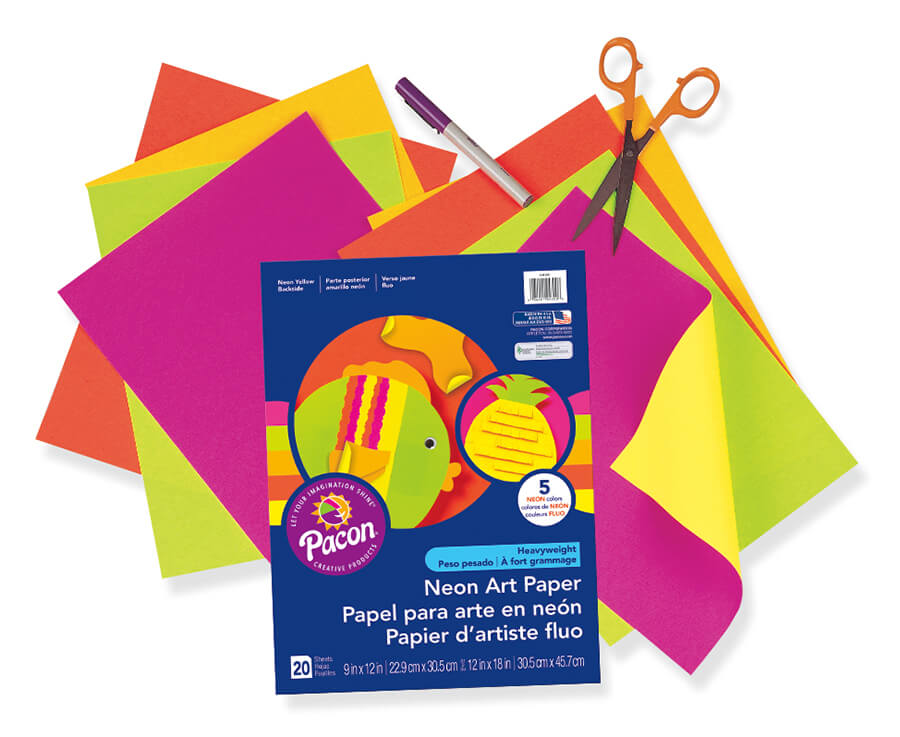 UCreate Premium Neon Art Paper Pad, 5 Assorted Colors, 9-Inches by 12-Inches, 50 Sheets