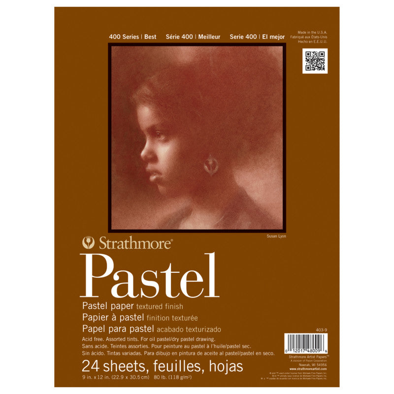 400 Series Pastel Paper Pad, Glue Binding, 24 Sheet, 9x12 in