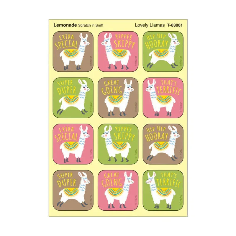 Lovely Llamas, Lemonade Scent Scratch 'n Sniff Stinky Stickers&reg;, Pack of 48