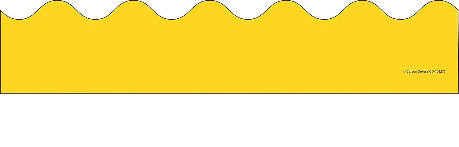 Rolled Scalloped Borders 2-1/4" Wide x 65 feet roll - Yellow (Carson Dellosa 108467)