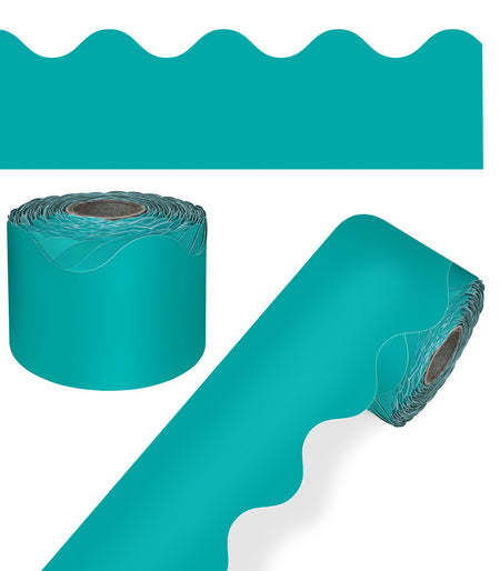 Rolled Scalloped Borders, 2-1/4" Wide x 65 feet roll - Teal (CD-108471)