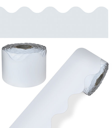 Rolled Scalloped Borders, 2-1/4" Wide x 65 feet roll - White (CD-108473)