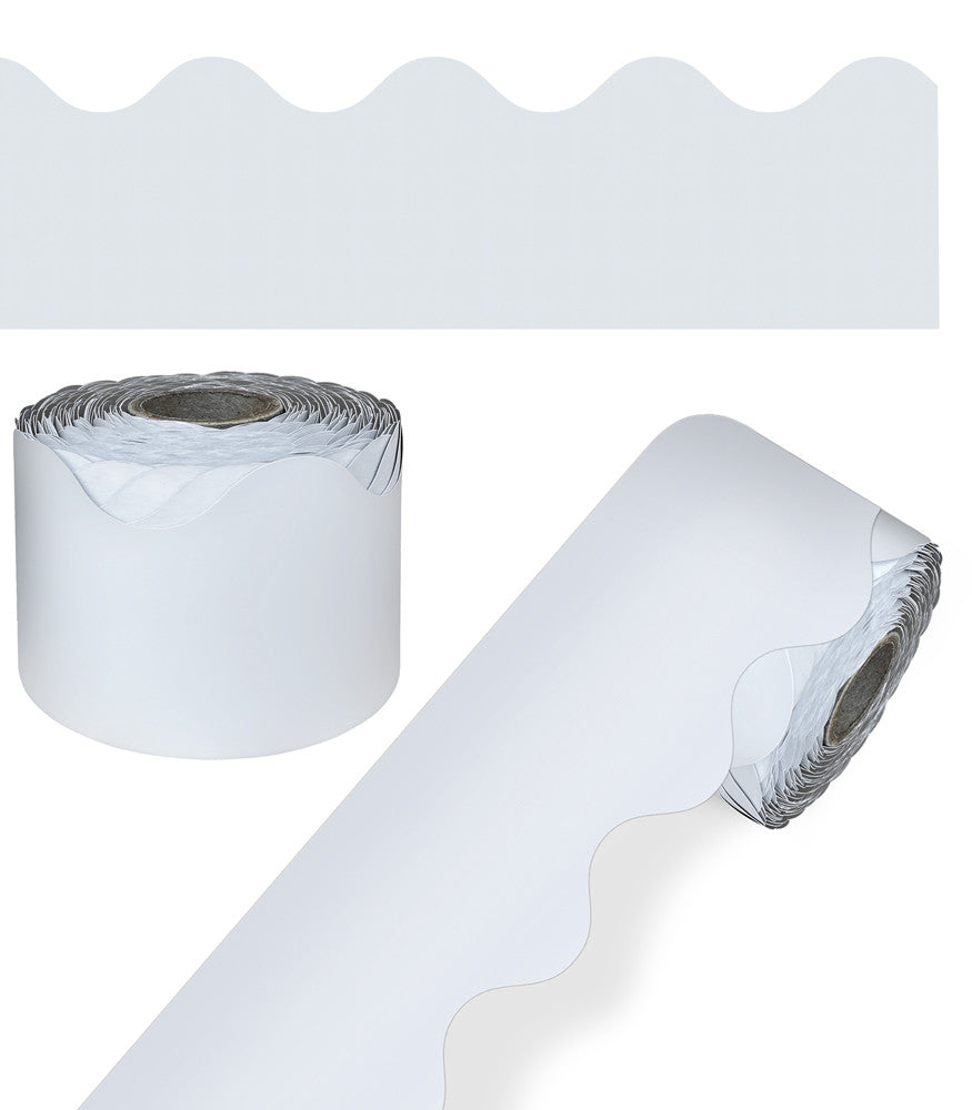 Rolled Scalloped Borders, 2-1/4" Wide x 65 feet roll - White (CD-108473)