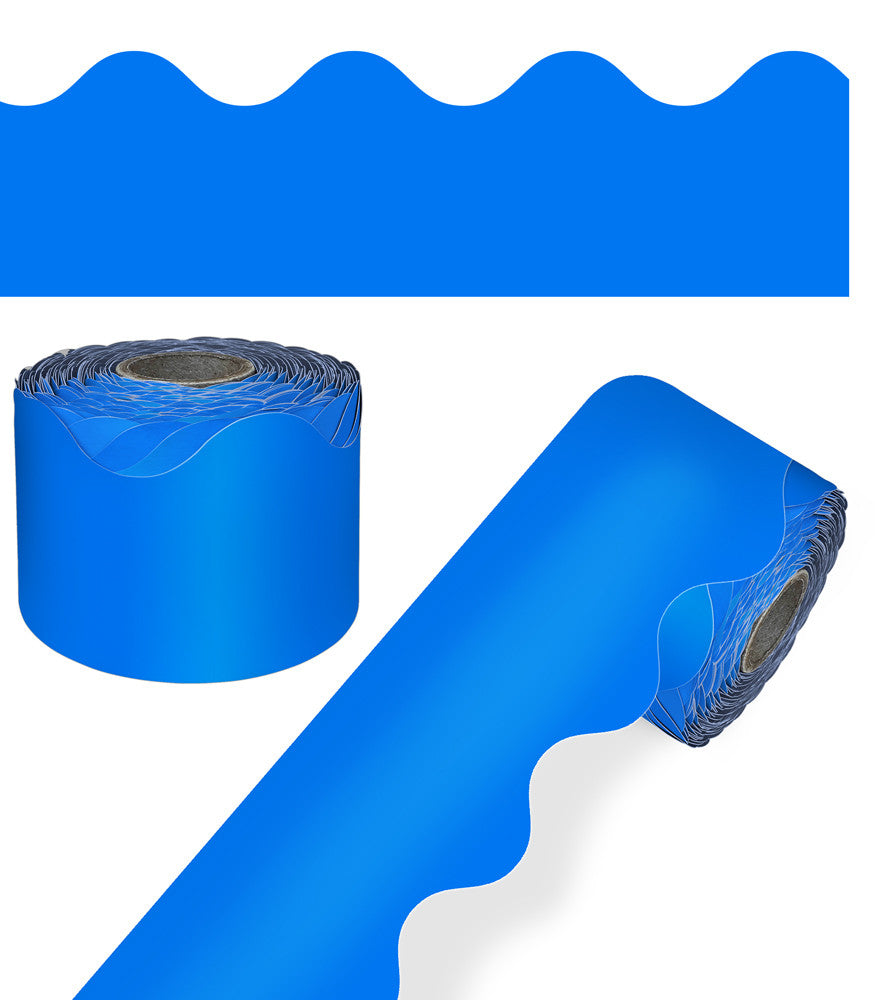Rolled Scalloped Borders, 2-1/4" Wide x 65 feet roll - Blue (CD-108500)