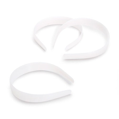 Plastic Headbands without Teeth 1" - White - 25mm - 12/pkg