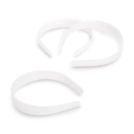 Plastic Headbands without Teeth 1" - White - 25mm - 12/pkg