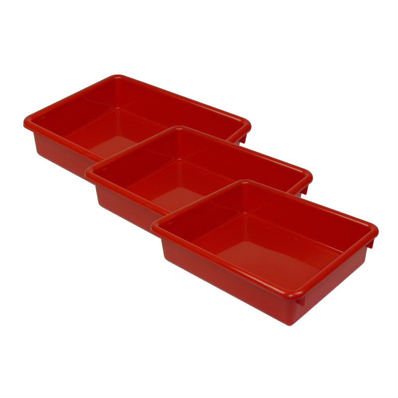 Stowaway&reg; 3" Letter Tray no Lid, Red, Pack of 3