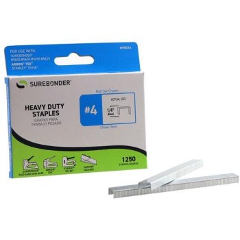 1/4" Heavy Duty Narrow Crown Staples - 1250 Count | #4 Series SKU: 55014
