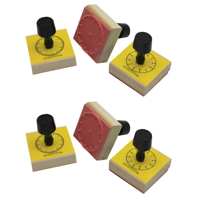Clock Stamp Set, 3 Per Set, 2 Sets