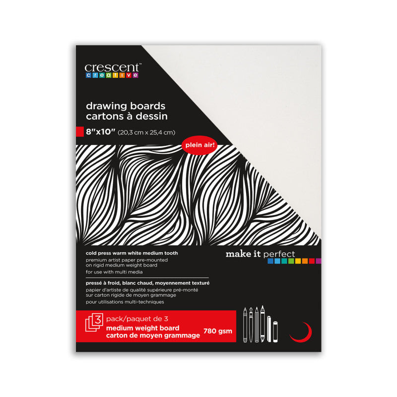Cold Press Watercolor Board, 8 x 10 in, White, 3-Pack