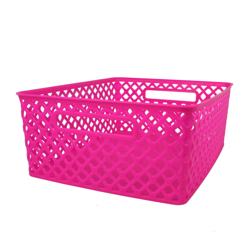 Woven Basket, Medium, Hot Pink
