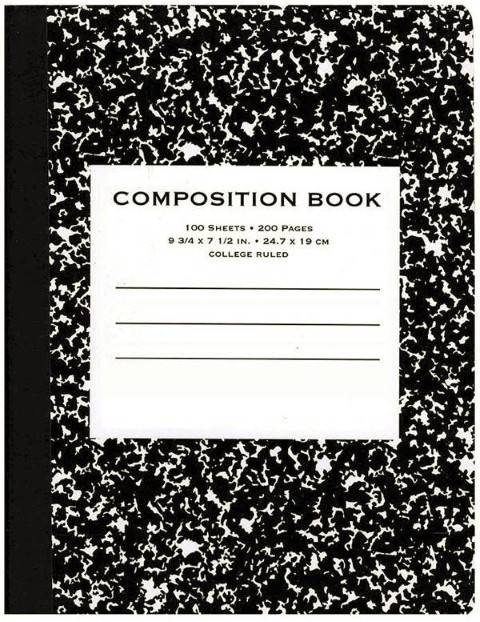 Composition Notebook, 9.75" x 7.5", Ruled 100 Sheets