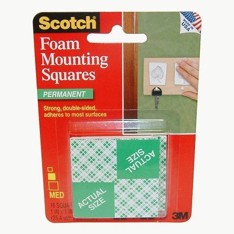 Scotch Precut Foam Mounting Squares Heavy Duty, 1 Inch, 16 Count