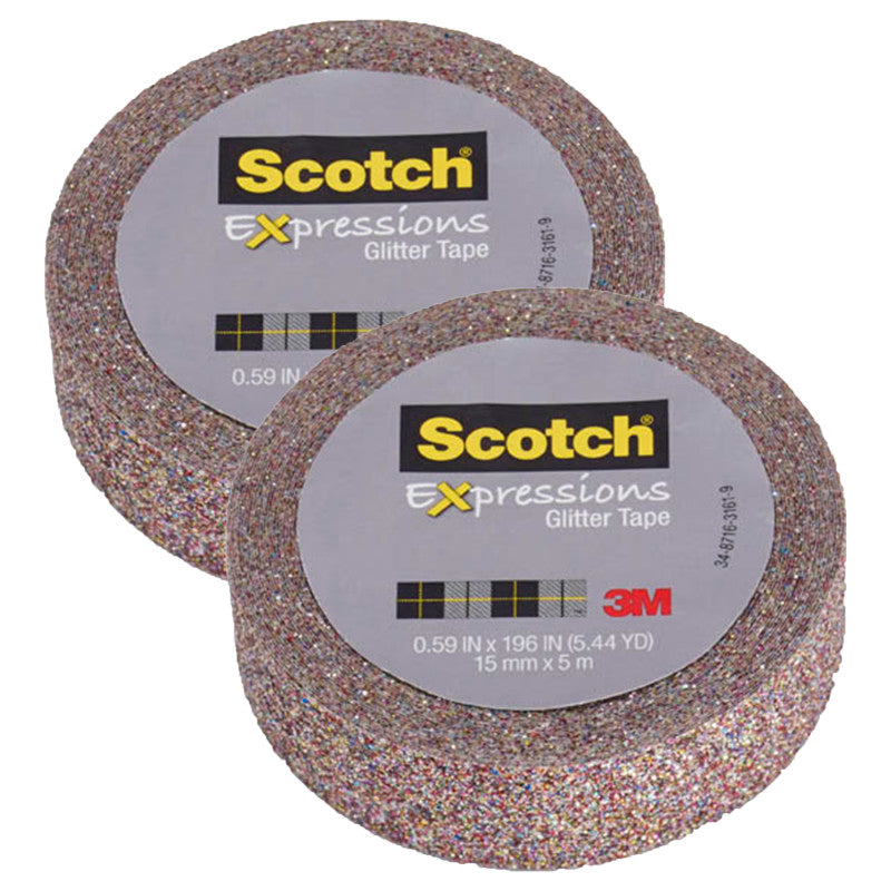 Expressions Glitter Tape, .59" x 196", Multi-Colored, Pack of 2