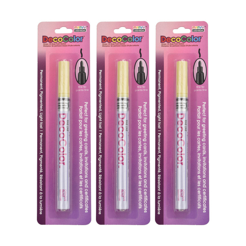 DecoColorÂ® Paint Marker, Fine Tip, 200-S, Cream Yellow #42, Set of 3