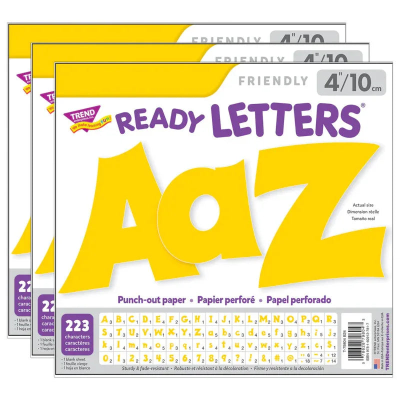 Yellow 4" Friendly Combo Ready Letters&reg;, 3 Packs