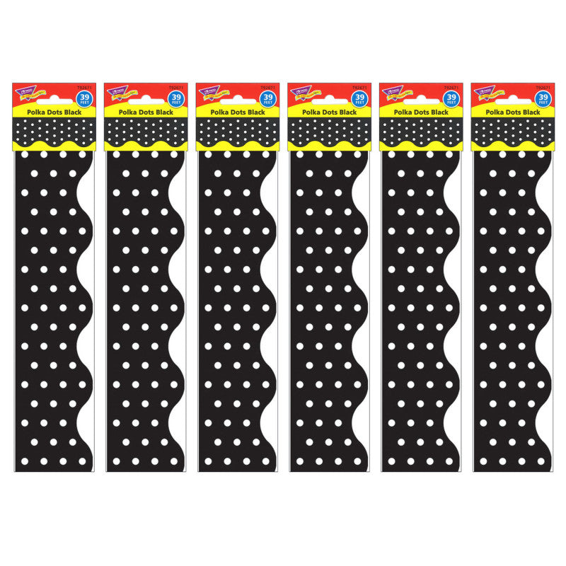 Polka Dots Black Terrific Trimmers&reg;, 39 Feet Per Pack, 6 Packs