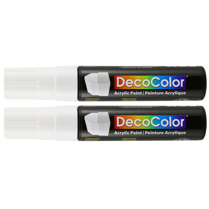 DecoColorÂ® Acrylic Paint Marker, 515-C, Wedge Tip, White, Set of 2