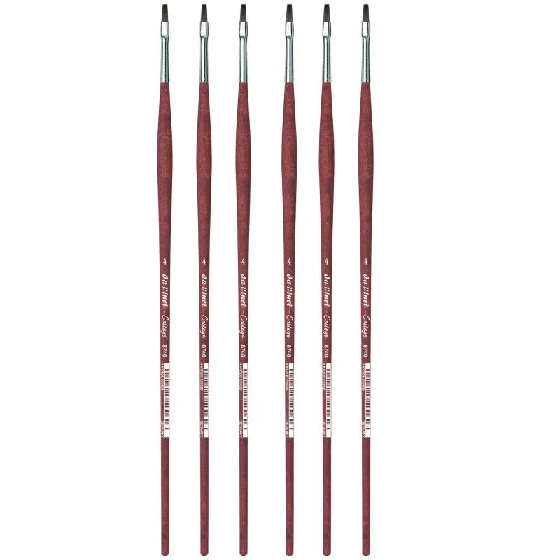 COLLEGE Student Brush, Synthetic, Acrylic & Oil, Flat, Series 8740, Size 4, Pack of 6