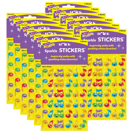 Merry Music Sparkle Stickers&reg;, 72 Per Pack, 12 Packs