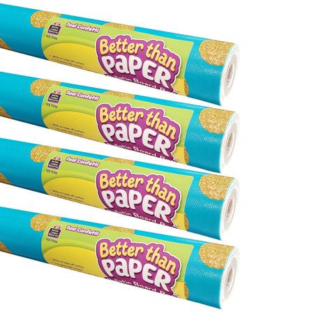 Better Than Paper&reg; Bulletin Board Roll, 4' x 12', Teal Confetti, Pack of 4