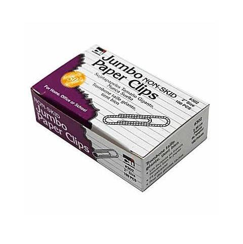 Jumbo Paper Clips 2" Non-Skid, 100/Box