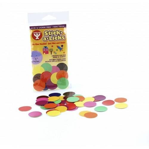 Hygloss Gummed Paper Shape Stick-A-Licks 1" Circles , 2400 Economy Pack (5100)